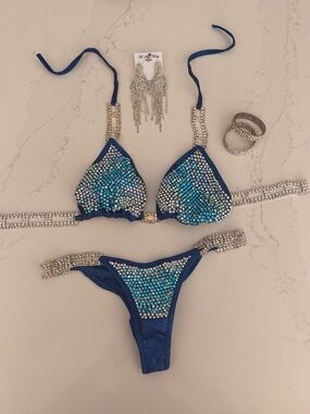 Angel Competition Bikinis - Blue AB Crystal Bikini & Jewelry